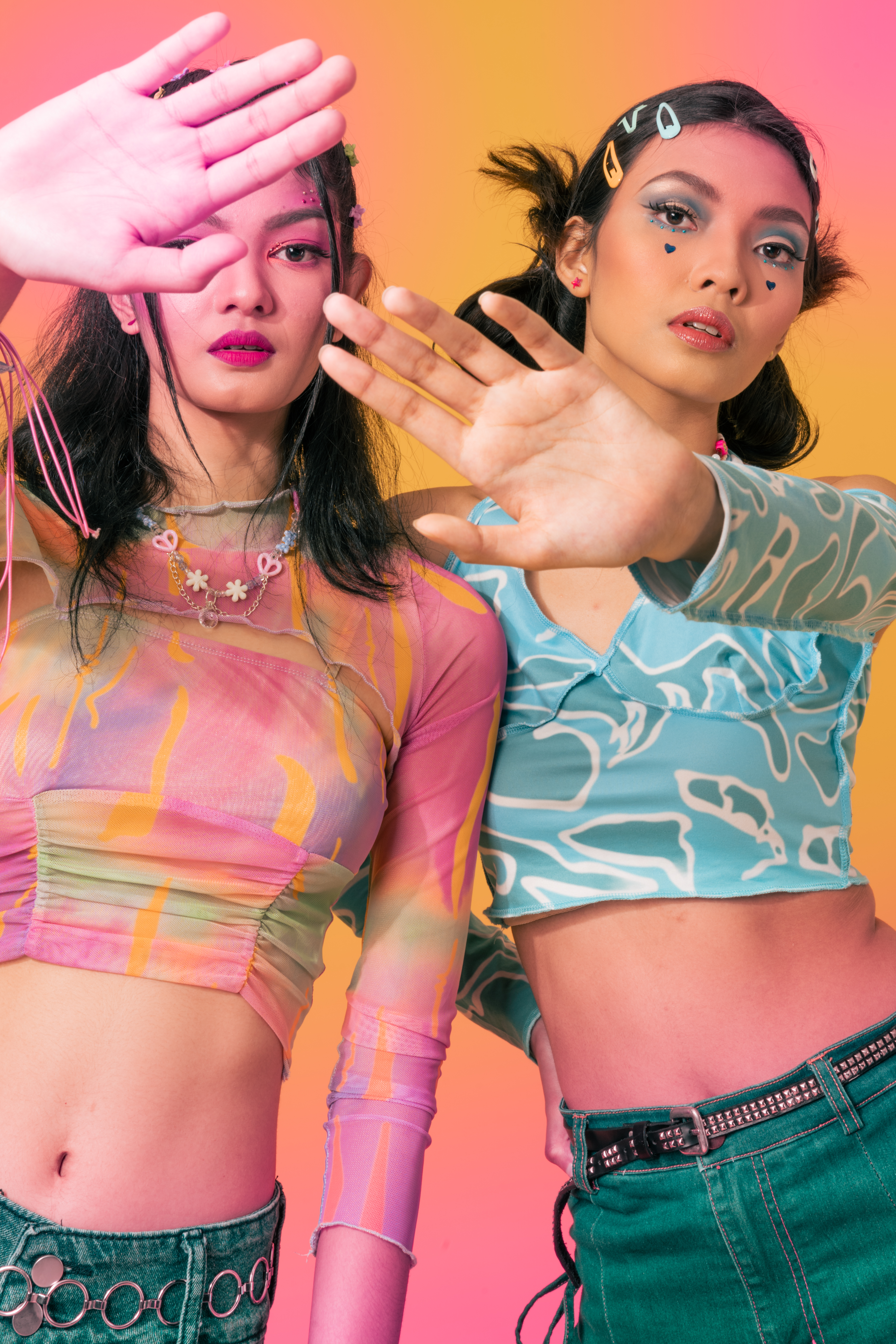 Portrait of Young Women in 90s Fashion